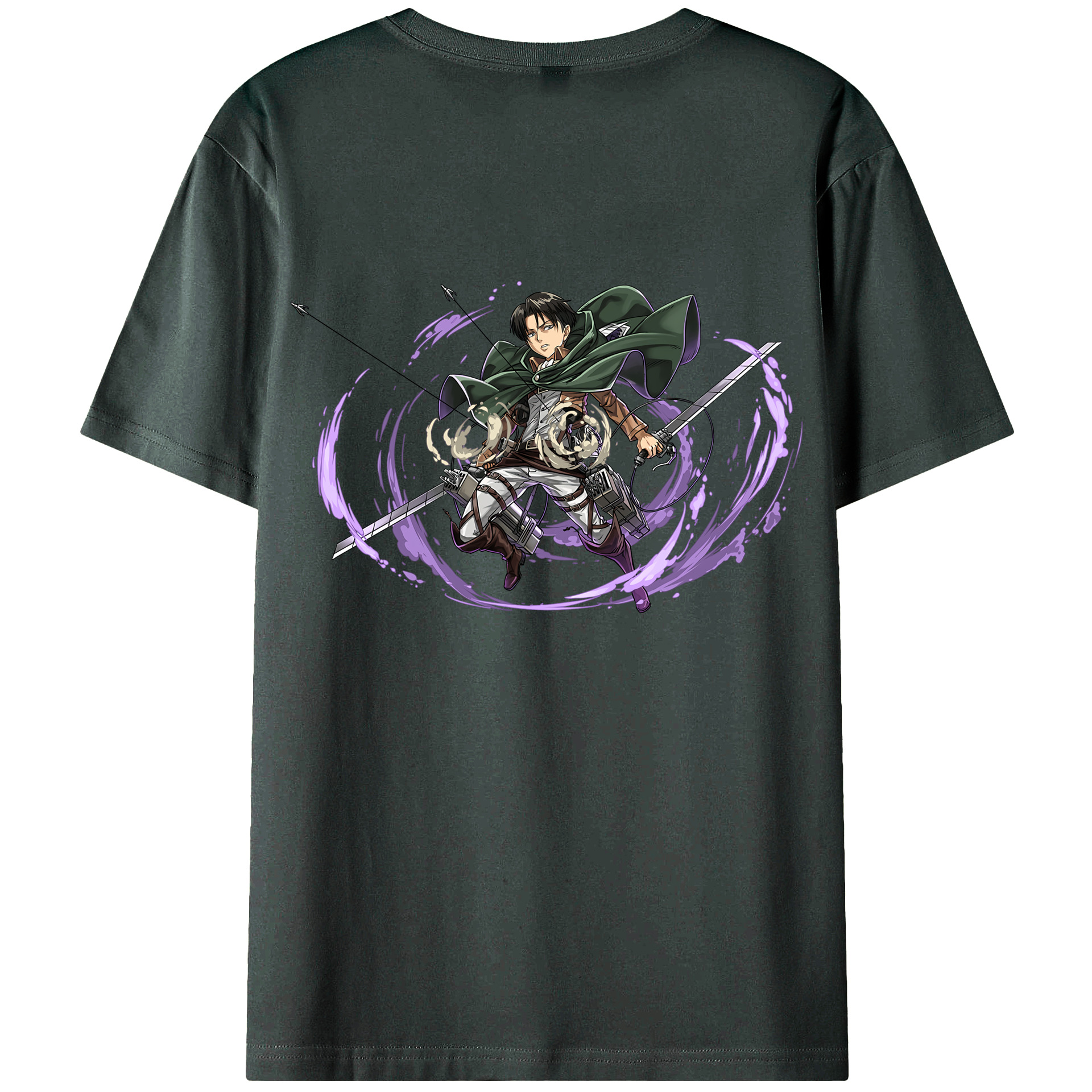 （画像用） 進撃の巨人 リヴァイ·アッカーマン Attack on Titan Levi Ackerman 綿100％ メンズ半袖Tシャツ（バックプリント） 通気性